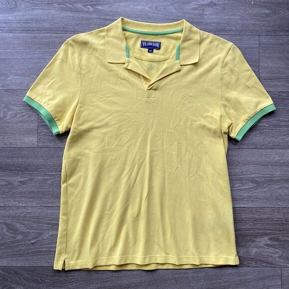 Vilebrequin Men's Yellow Embroidered Logo Short Sleeve Polo Shirt Medium Pastel - Picture 2 of 8